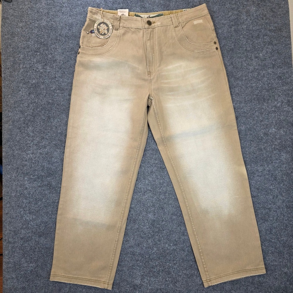 VTG‎ Raider Infamous Brand Jeans Men 38x32 Tan Relaxed Fit Baggy Y2K Hip Hop NWT